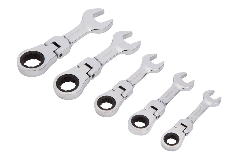 Blue Spot Tools 5 PCE Flexible Stubby Ratchet Spanner Set (10-19mm)