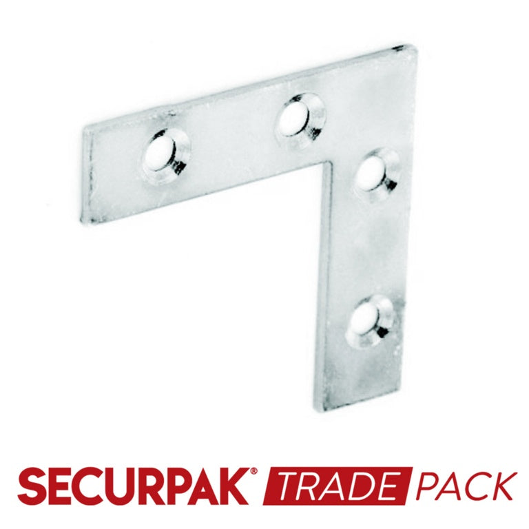 Securpak Corner Plate Zinc Plated 75mm 10 Pack