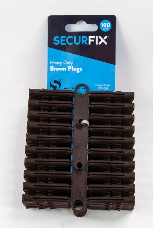 Securfix Heavy Duty Wall Plugs Brown 100 Pack