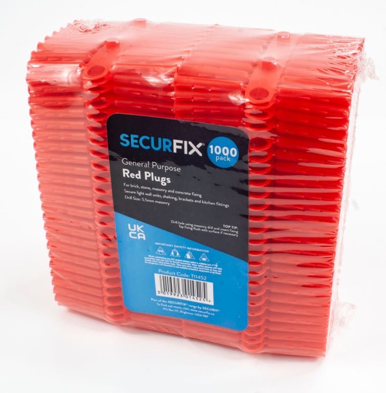 Securfix Standard Wall Plugs Red 1000 Pack