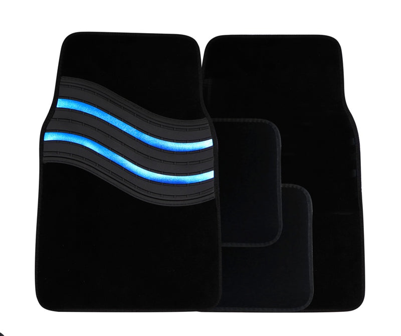 Streetwize Wave Carpet Car Mat Set Blue