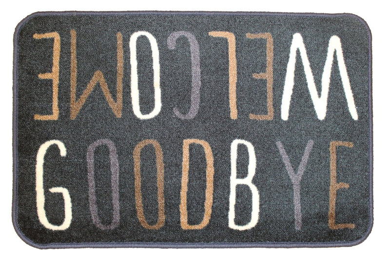 Groundsman Supersoft Washable Mat 50 x 75cm Welcome/Goodbye Grey
