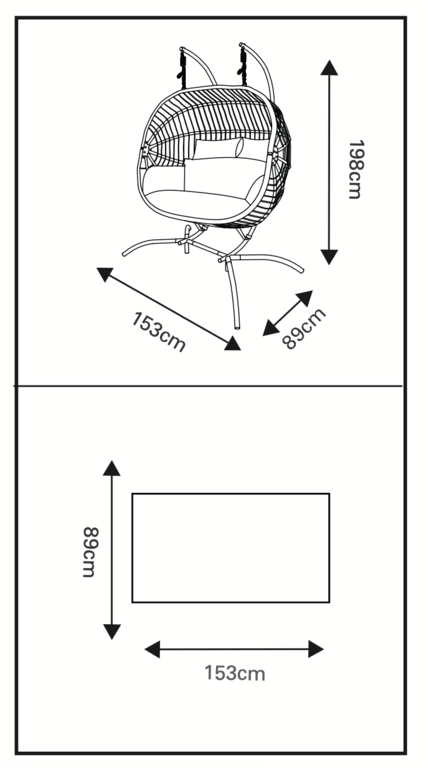 Pagoda Bali Folding Hanging Egg Chair Double