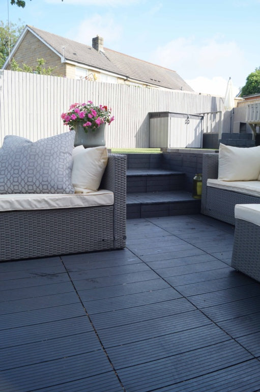 Primeur Interlocking Deck Tiles Pack of 6 Cosmopolitan Graphite 2x30x30cm