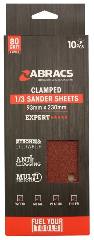 Abracs Orbital Clamped Sander Sheets With Holes 93 x 230mm 80g
