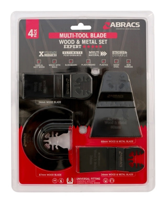 Abracs Multi Tool Wood & Metal Blade Set 4 Piece