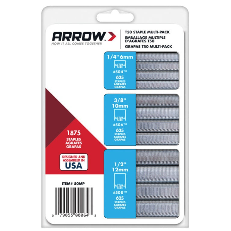 Arrow T50 Staple Multi Pack 6/10/12mm Pack 1875