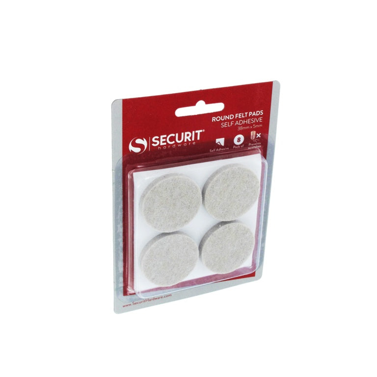 Securit Round Felt Pads 38 x 5mm Pack 8