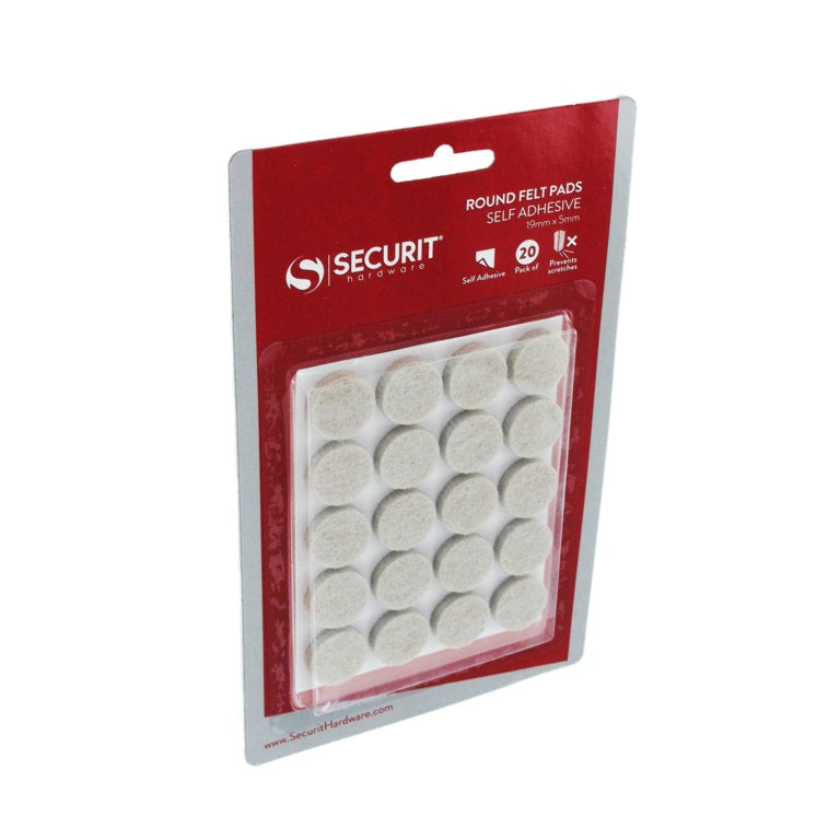 Securit Round Felt Pads 19 x 5mm Pack 20