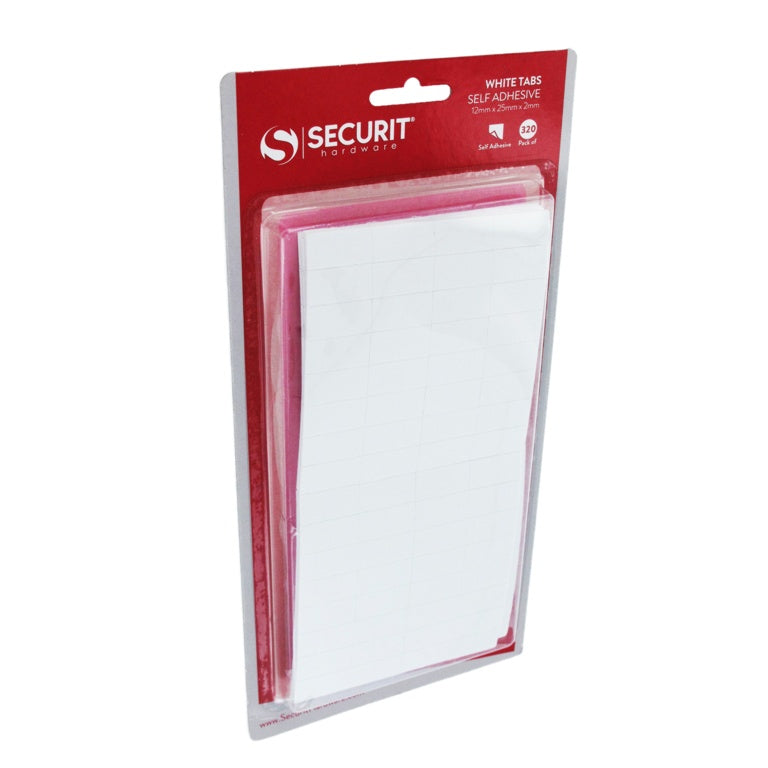 Securit Self Adhesive White Pads 12 x 25mm Pack 320