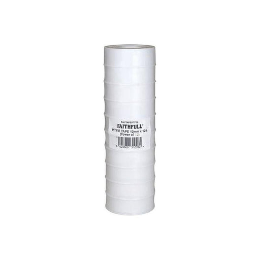 Faithfull P.T.F.E Tape 12mm x 12m White (Pack 10) Faithfull - RockBottom Northampton