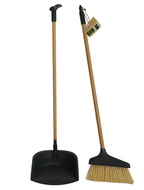Groundsman Bamboo Long Handle Dustpan & Brush 80cm x 25cm
