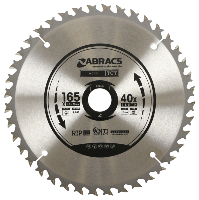 Abracs Circular Saw Blade 165mm x 20mm x 40t 240v