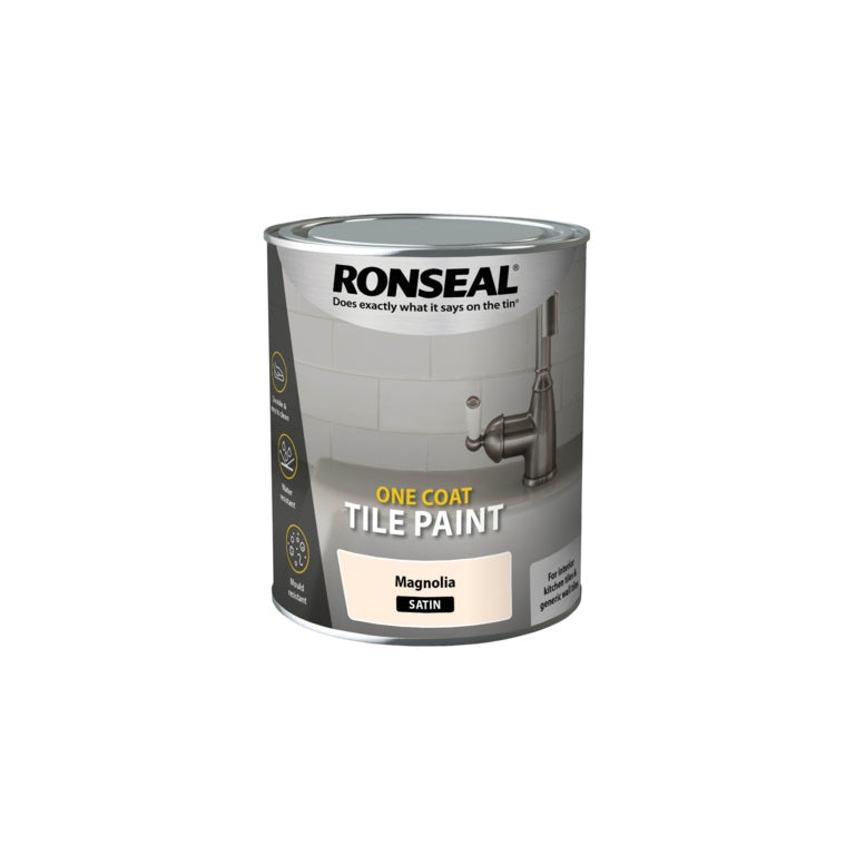 Ronseal One Coat Tile Paint 750ml Magnolia Satin