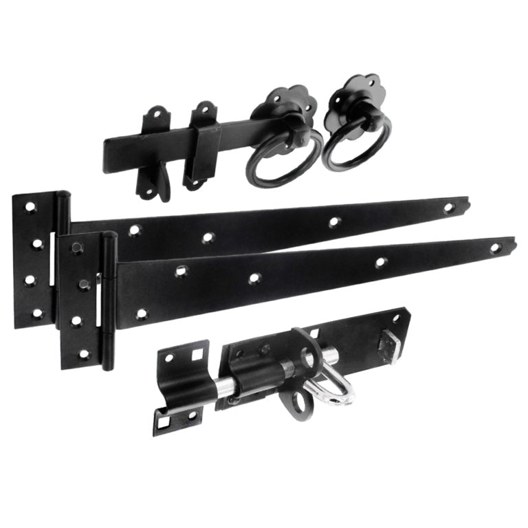 Smiths Ironmongery Ring Latch Side Gate Kit Black