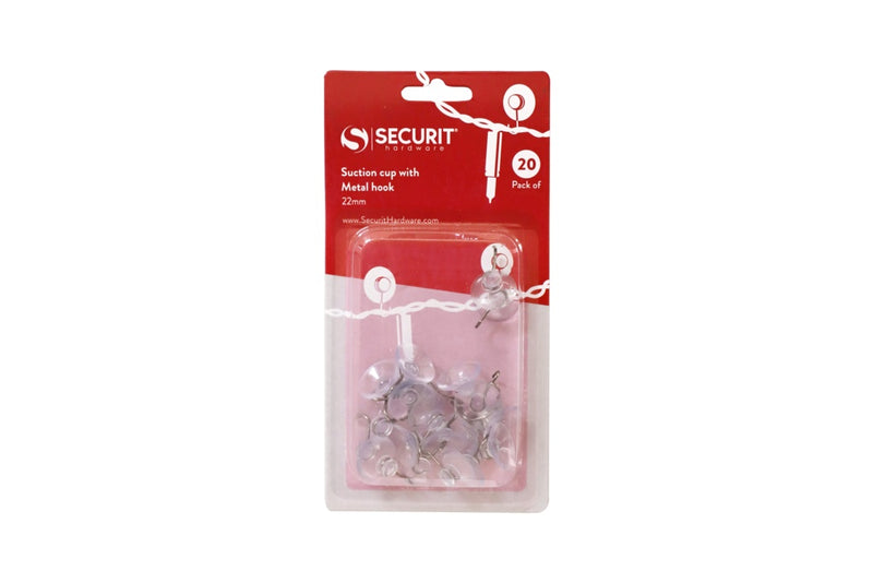 Securit Suction Cup With Metal Hook 22mm 20 Pack