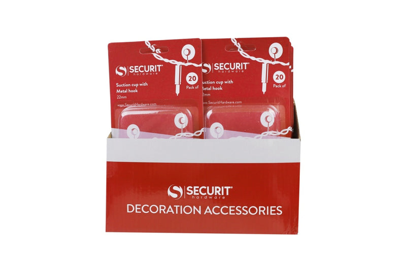 Securit Suction Cup With Metal Hook 22mm 20 Pack