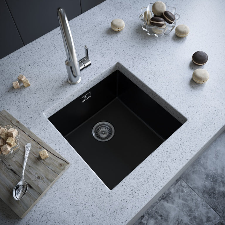 Ellsi Black Undermount Sink & Waste 1 Bowl 440mm