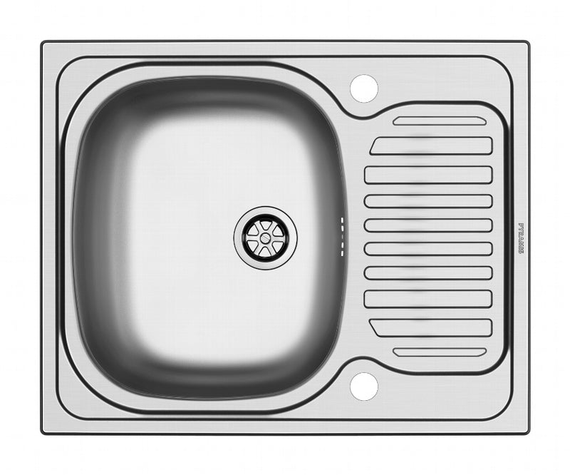 Pyramis Aurora Reversible Stainless Steel Sink Single Bowl 62 x 50cm