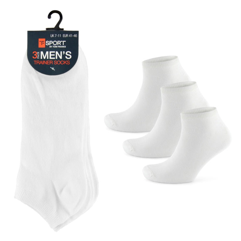 RJM Mens White Trainer Socks Pack 3