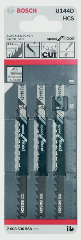 Bosch U144D Jigsaw Blade Speed For Wood Pack 3