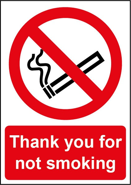 Smiths Architectural Thanks Not Smoking Sign 148mmx210mm