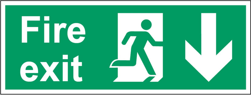 Securit Fire Exit Arrow Down 400mmx150mm