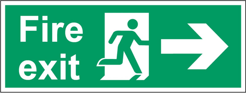 Securit Fire Exit Arrow Right 400mmx150mm