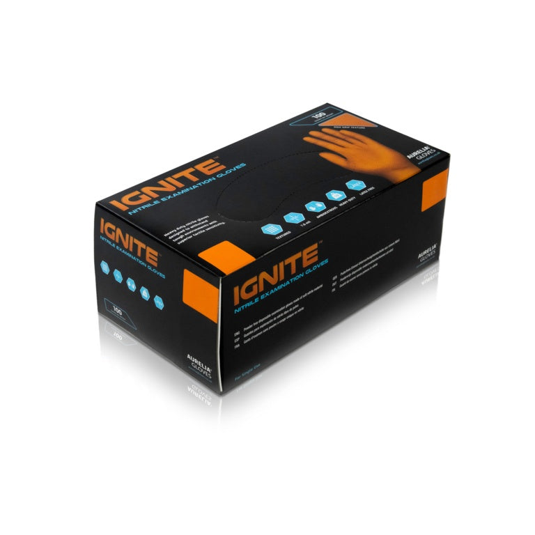 Aurelia Ignite Heavy Duty Orange Powder Free Nitrile Gloves X large