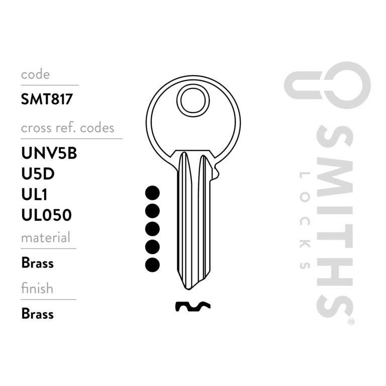 Smiths Locks Universal 5 Pin Key Blank Pack 10