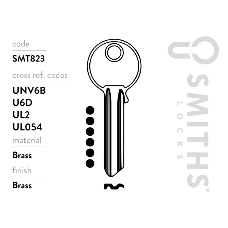 Smiths Locks Universal 6 Pin Key Blank Pack 10