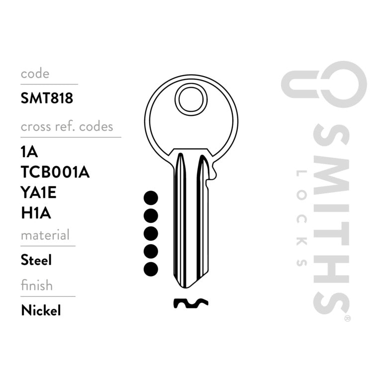 Smiths Locks Yale 5 Pin Cylinder Key Blanks Pack 10