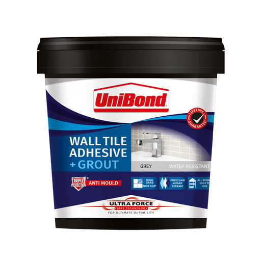 UniBond Ultraforce Wall Tile Adhesive & Grout 1.38kg Grey