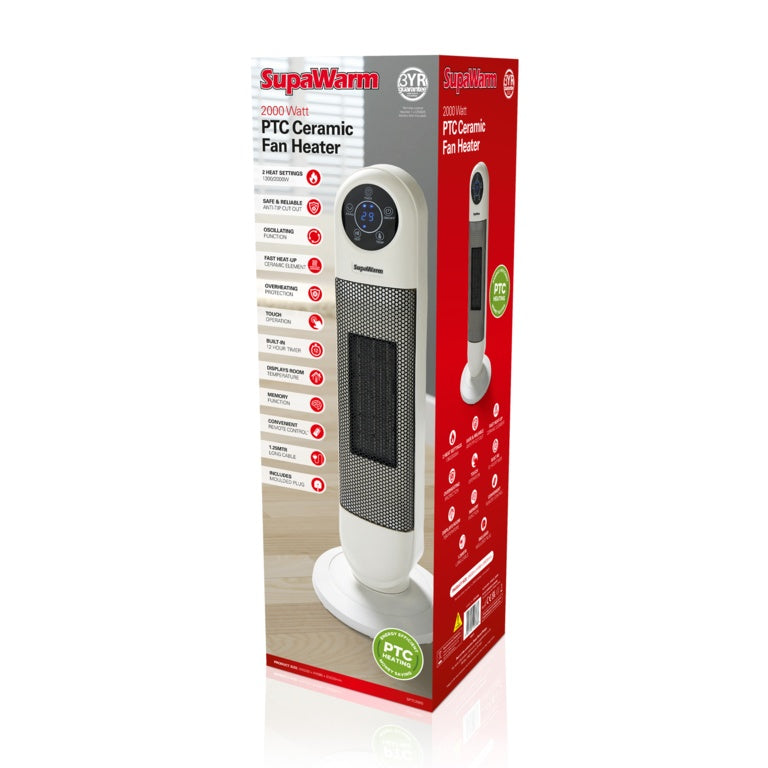 SupaWarm Ptc Ceramic Tower Heater 2000w