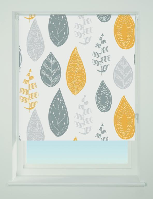 Universal Pattern Blackout Roller Blind Leaf Yellow 180cm
