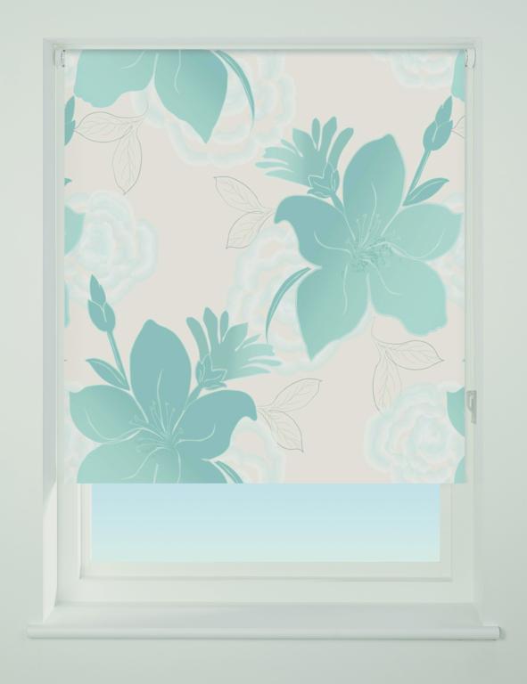 Universal Pattern Blackout Roller Blind Teal 60cm