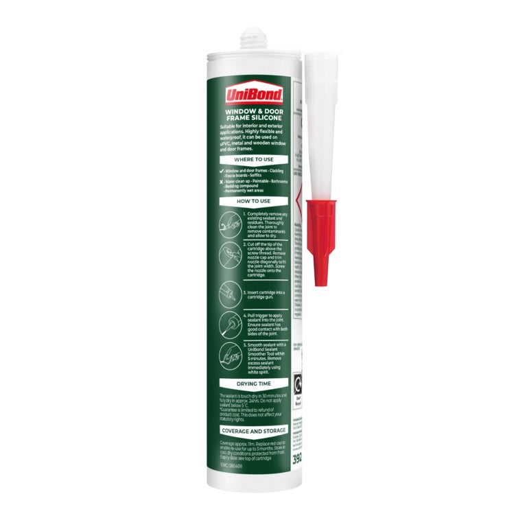 UniBond Outdoor Window & Door Frame Sealant Cartridge 392g White
