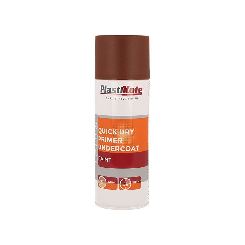 Plastikote Trade Quick Dry Primer Spray Red Oxide 400ml PlastiKote - RockBottom Nothampton