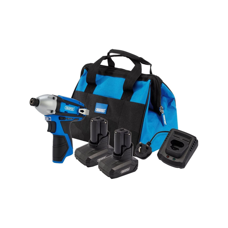 Draper 12V Impact Driver Kit, 2 x 4.0Ah, 1 x Fast Charger, 1 x Tool Bag Draper - Town Tools