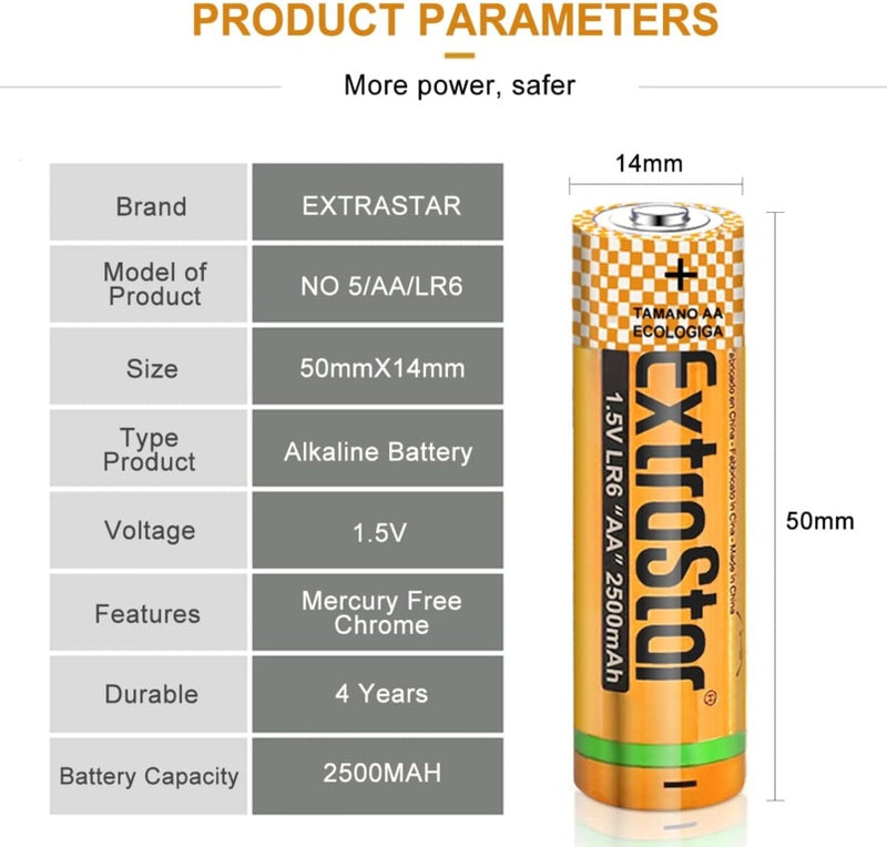 Extrastar Alkaline Batteries 1.5v AA Pack 4