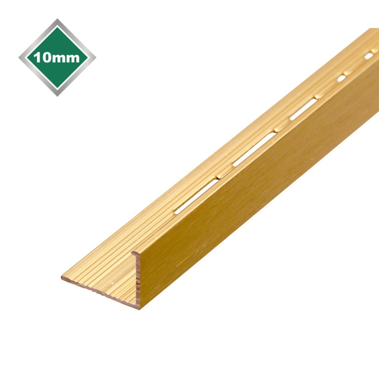 Tile Rite Matt Brushed Gold Effect Metal Tile Trim L Profile 10mm x 2.44m