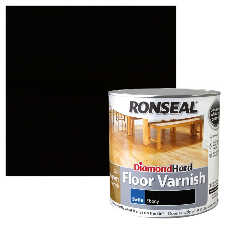 Ronseal Diamond Hard Floor Varnish 2.5L Satin Ebony
