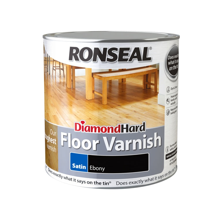 Ronseal Diamond Hard Floor Varnish 2.5L Satin Ebony