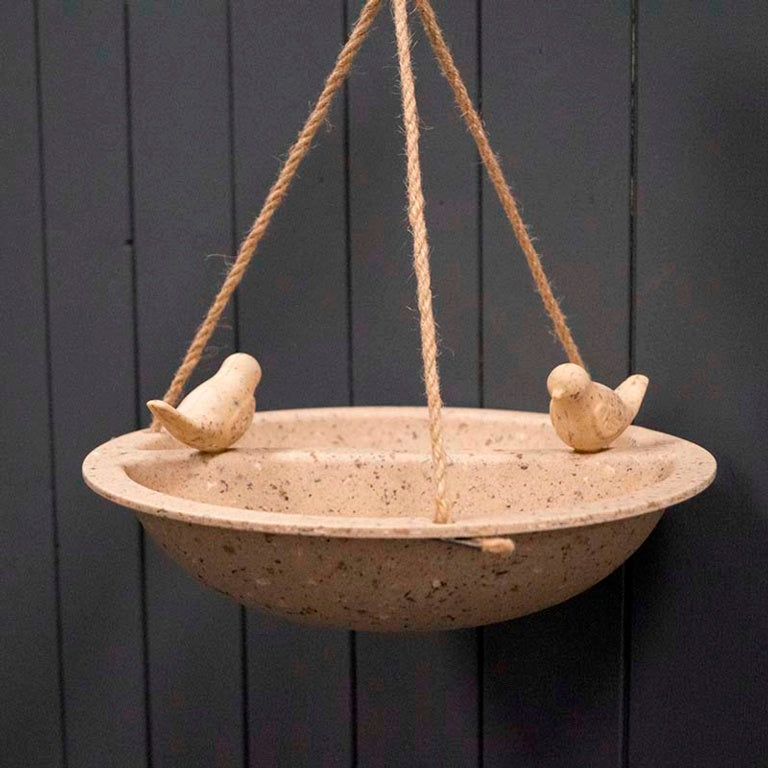 Earthy Sustainable Hanging Bird Bath & Feeder Coffee