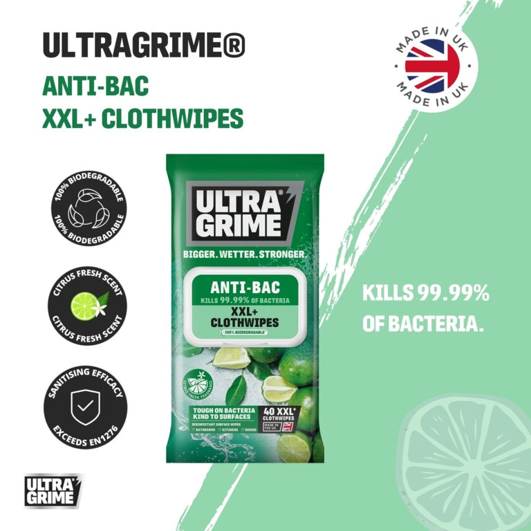 Ultragrime Life Anti-Bac Cloth Wipes XXL 40 Pack