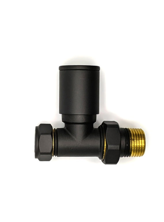 Kartell Black Radiator Straight Valve Pair 15mm