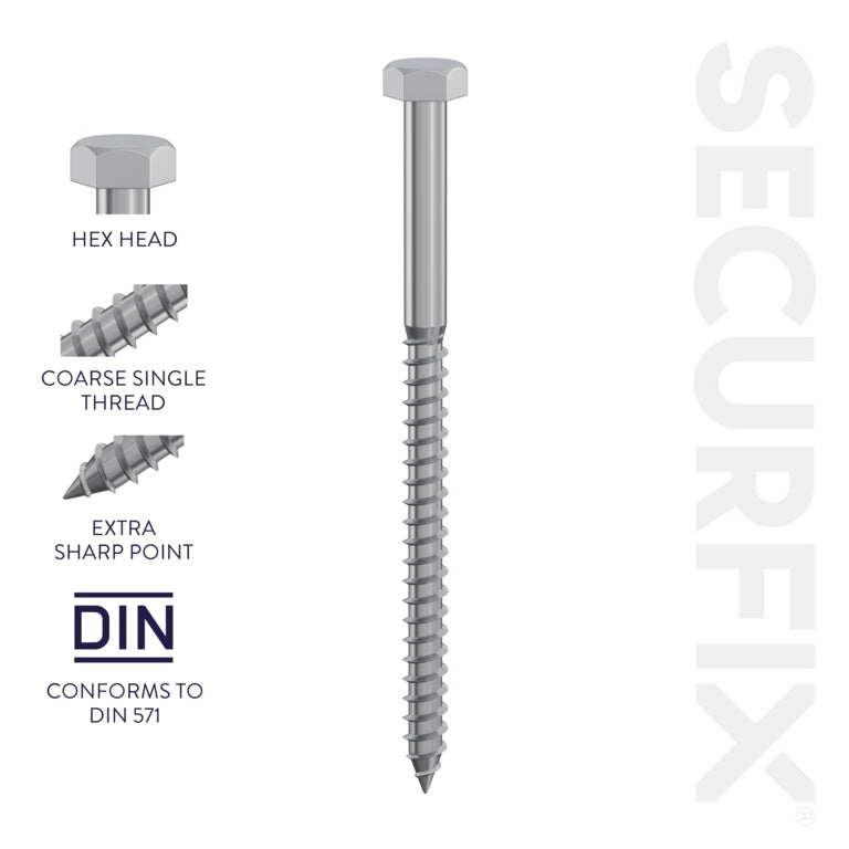 Securfix Coach Screw 10 Pack M10 x 100mm
