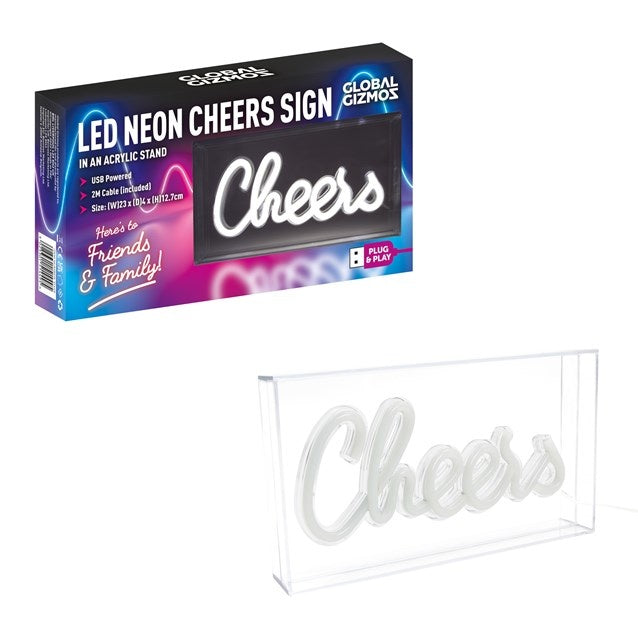 Global Gizmos Acrylic Box Neon Light 'Cheers'