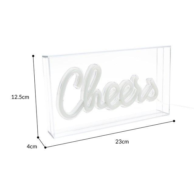 Global Gizmos Acrylic Box Neon Light 'Cheers'