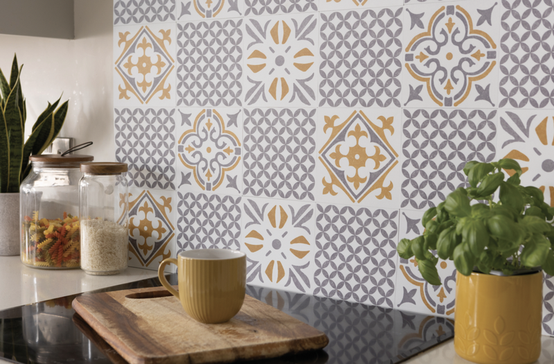 d-c-fix® Self Adhesive Wall Tile Amira Grey 15cm x 15cm / Pack Of 6